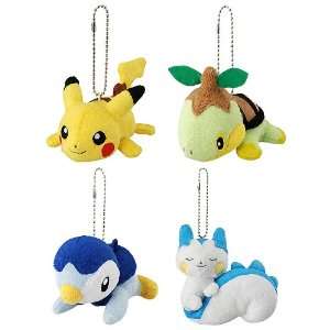 , Pikachu, Piplup, Turtwig Pokemon DP ~3.25 to 4 Mini Plush 