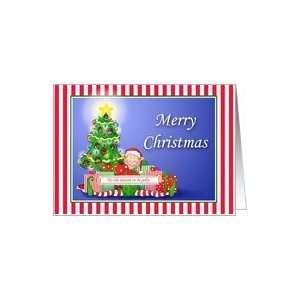  Happy Elf & Lit Tree Merry Christmas Greeting Cards Card 
