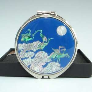  Mother of Pearl Crane and Pine Tree Design Blue Double 
