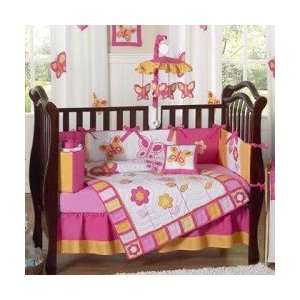   Butterfly Pink and Orange 9 Piece Crib Set   Baby Girls Bedding Baby