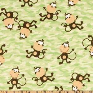  43 Wide Flannel Monkeys Camo Leaf Fabric By The Yard 