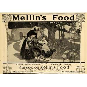 1902 Ad Mellins Food Co. Baby sitter Stroller Baby   Original Print 