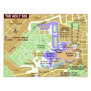  Map of Vatican City (The Holy See), Europe Premium 