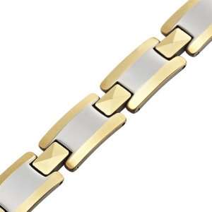   RnB Solid Tungsten Mens Link Bracelet Gold & Silver Jewelry