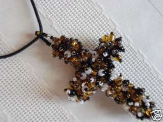 Fair Trade artisan craft Necklace beaded cross pendant Necklaces 