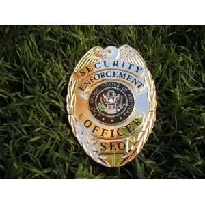   Security Enforcement Officer Gold Color Metal Badge 