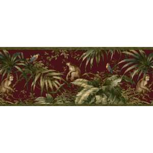  Tropical Monkey Wall Border in Red Tropical Monkey Wall Border 
