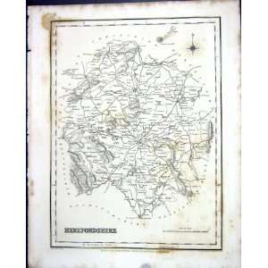   Map C1850 Herefordshire England Hereford Leominster