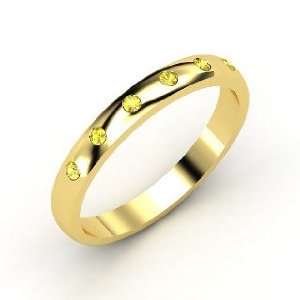  Six Stone Button Band, 14K Yellow Gold Ring with Yellow 