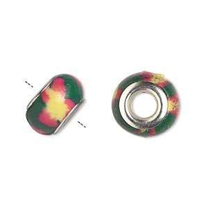  #7259 Bead, Dione™, polymer clay and silver plated brass 