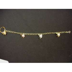   18kt Gold Layered Tri Colored Elephant Charm Bracelet 