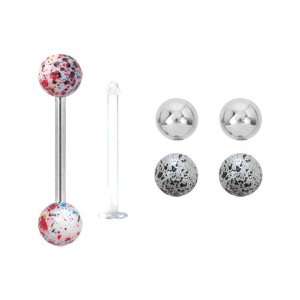Surgical Steel Barbell and Retainer Set   14G   Set Includes 1 Barbell 