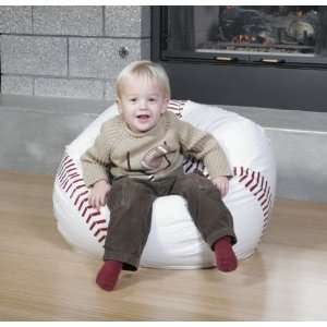 Childrens Bean Bag Vinyl   Baseball (White and Red) (20H x 25W x 24 