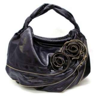 Zipper Flower Handbag Designer Inspired Rosette Purse Deep 