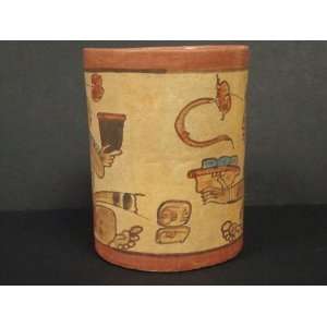  MAYA Ceramic Cup Red Clay Pottery (Hand Painted) MEXICAN 