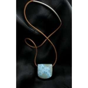  AAA LARIMAR SHIELD SHAPED PENDANT NECKLACE 34mm 