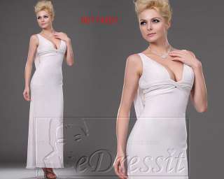   eDressit White V Cut Long Ball Party Dress Prom Gown UK 12 18  