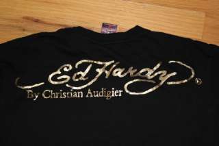 Ed Hardy Mens Medium T Shirt Black Christian Audigier  