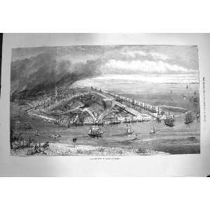  1872 BirdS Eye View Barrow In Furness Smoking Chimneys 