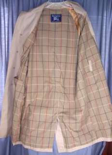   Tan Plaid Check Lining TRENCH Coat OVERCOAT Jacket 48 Short  