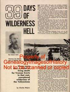 LOST IN YELLOWSTONE FOR 39 DAYS   TRUMAN C. EVARTS  