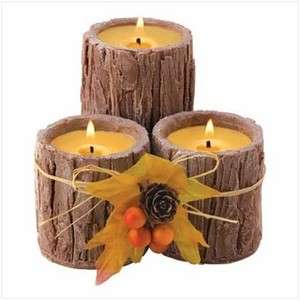 New rustic tree bark candles rustic cabin lodge northern decor 