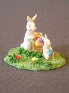 Xmas Village Accessory Easter Bunnies Rabbits Figurine  