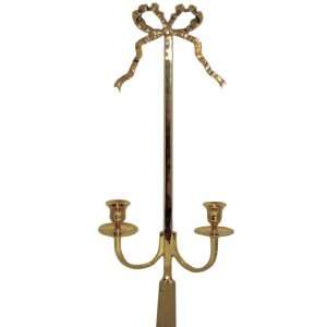  Solid Brass Bow and Tassel Two Candle Holder Wall Sconce 