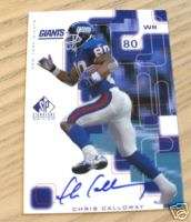 CHRIS CALLOWAY AUTO SIGNED NEW YORK GIANTS CARD  