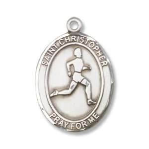 Sterling Silver St. Christopher/Track&Field Pendan Stainless Silver 