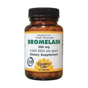 Triple Strength Bromelain 500 mg with Pepsin, 60 Tablets, From Country 