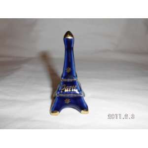   Limoges Porcelain Eiffel Tower Cobalt Blue & Gold Trim 3   France