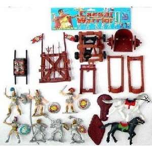 com Caesar Knights & Chariots Playset (7 Knights w/Shields & Weapons 