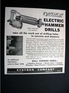 Syntron Electric Hammer Drill 1958 print Ad  