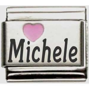  Michele Pink Heart Laser Name Italian Charm Link Jewelry