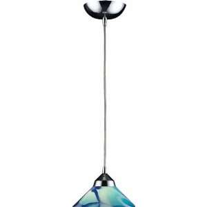  1 Light Pendant In Polished Chrome And Carribean Glass 