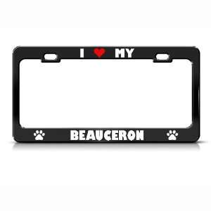  Beauceron Paw Love Heart Pet Dog Metal license plate frame 