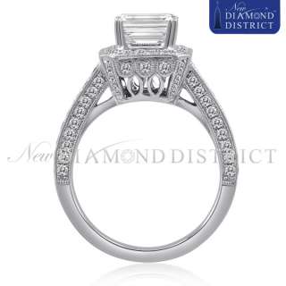 CERTIFIED H SI1 3.02CT TOTAL EMERALD CUT DIAMOND ENGAGEMENT RING 18K 