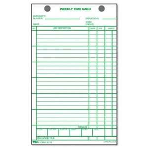  TOPS® 3016   Employee Time Card, Weekly, 4 1/4 x 6 3/4 