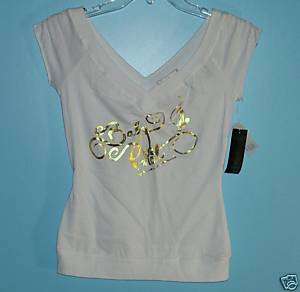Baby Phat White Signature Top Shirt Blouse Size M ~ NWT  