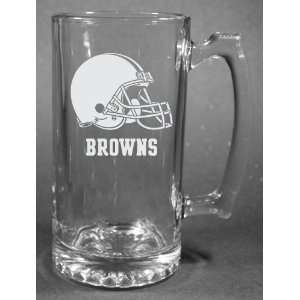   Browns Laser Etched 27oz Glass Beer Mug 