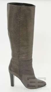 Fendi Copper Metallic Pebbled Leather Topstitch High Heel Tall Boots 