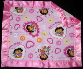 SATIN & FLANNEL BLANKET LOVEY  LOTS OF DORA CHOICES  