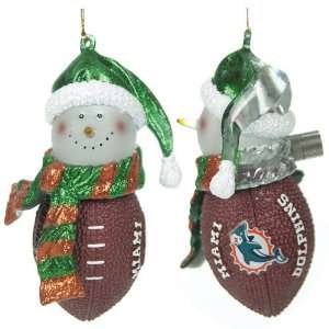 BSS   Miami Dolphins NFL Light Up Striped Acrylic Snowman Ornament (5 