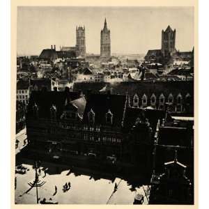  1943 Gent Ghent Gand Belgium Belfry St Bavo Cathedral 