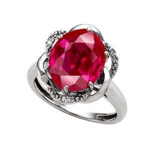 03 cttw Tommaso Design(tm) Lab Created Oval Ruby and Diamond Ring in 