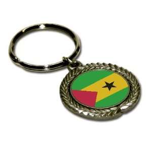  Sao Tome and Principe Flag Pewter Key Chain Office 