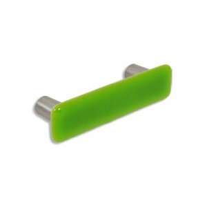 335 CKP Brand Spring Green Art Glass Pull With Dull Brushed Nickel 