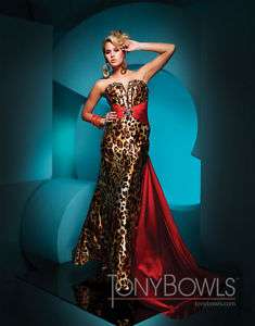 Alluring Tony Bowls 111700 Leopard Red Gown Dress 4  