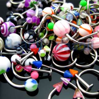 Lot 100 Different Premium 316L Tongue Bars Belly Rings Wholesale Body 